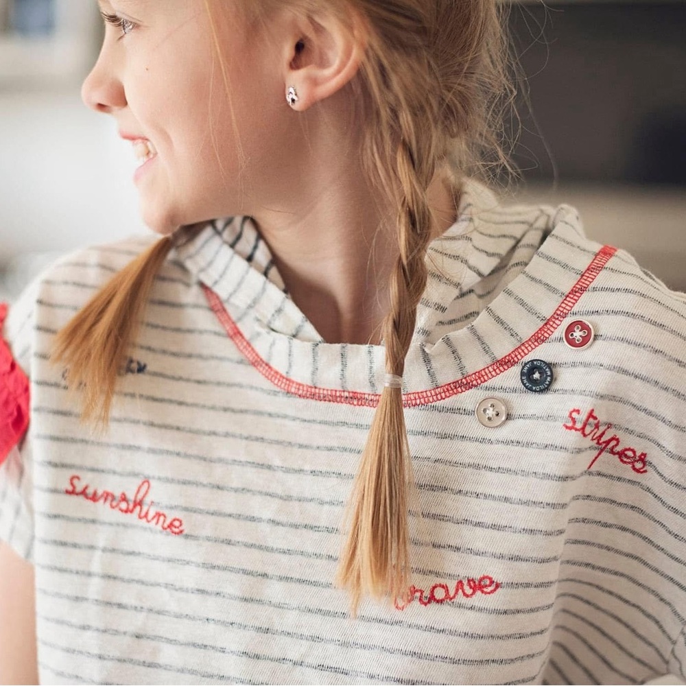 4th of July Matilda Jane Short Sleeve Tee with Red Embroidery